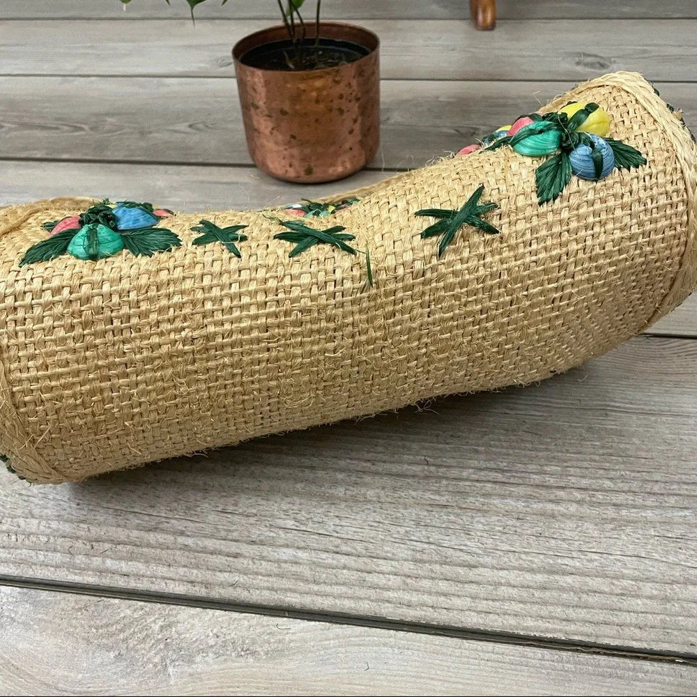 Vintage Multicolor Woven Straw Shoulder Bag - Picture 4 of 11